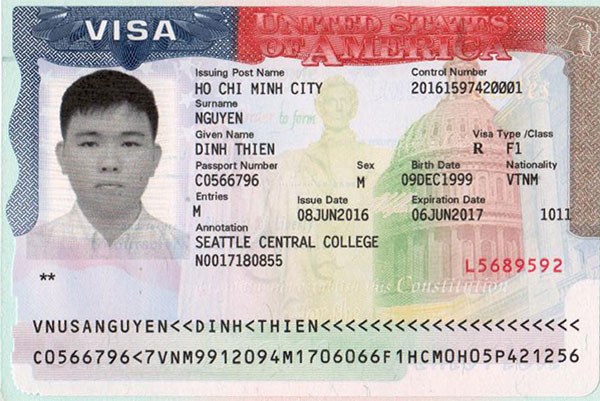 Visa du học Mỹ Nguyễn Đình Thiên