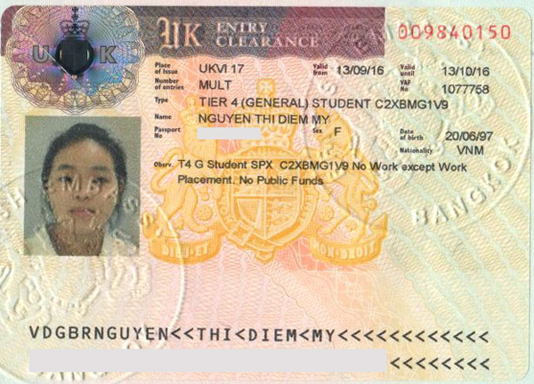 Visa du học Anh - Nguyễn Thị Diễm My