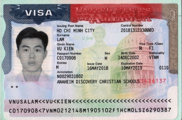 Chúc mừng học sinh Lâm Vũ Kiên đã đậu Visa du học Mỹ